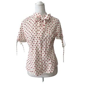 Unique Vintage Red and White Heart Valentines Blouse